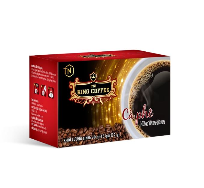 Cà Phê Hòa Tan Đen Thuần Khiết KING COFFEE - Hộp 15 gói x 2g - Không Đường