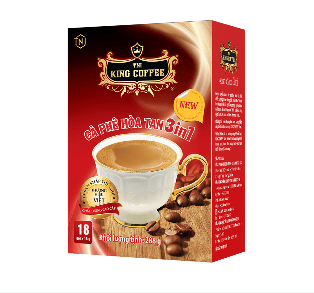 Cà Phê Hòa Tan 3IN1 KING COFFEE - Hộp 18 gói x 16g